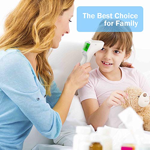 Digital Infrared Thermometer Forehead Temporal for Adults Touchless Non-Contact Portable Body Basal with LCD Display Head Human Led Instant Read for Kids Baby, Adult, Surface of Objects