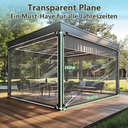 Lona transparente de PVC con ojales impermeable y resistente de 2x2 metros 3