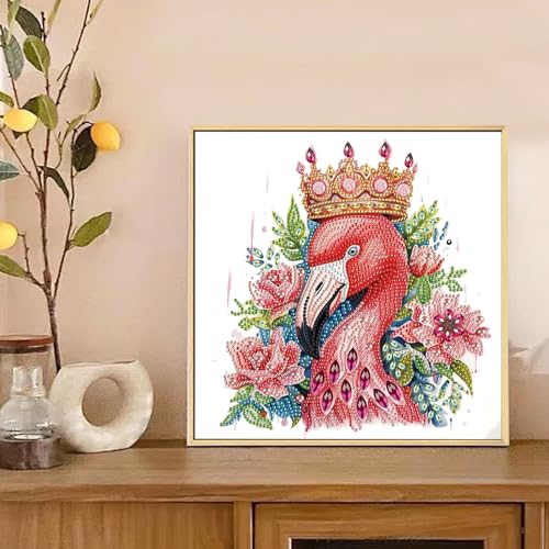Image of AiYuanzsh 5D Special Shape Diamond Art Kits for Beginners, Diamond Art Painting Kits for Adults Flamingo, Crystal Rhinestones Diamond Art for Home Wall Decoration Gift 12x12inch /30x30cm, Animal