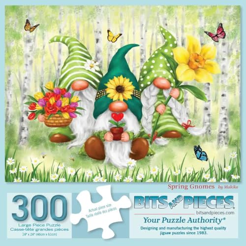 Bits and Pieces Jigsaw Puzzles for Adults 300 Pieces - Spring Gnomes