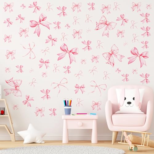 12 láminas de stickers decorativos de pared con lazo rosa miniatura 1