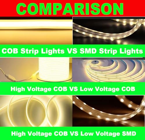 Tira de luces LED COB 5m 110V 3500K regulable miniatura 5