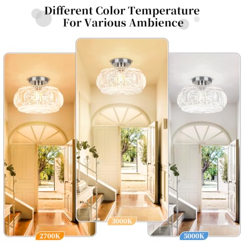 Image of 12 Inch Semi Flush Mount Ceiling Light Fixture, Brushed Nickel
