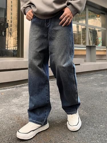 Image of Men's Jeans Loose Fit Denim Pants for Men | Casual Straight Fit Jeans for Mens | Cotton Denim Pant | Comfortable Classic Design with Stylish Look Mide Rise