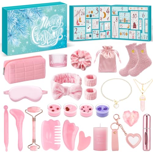 iZoeL Adviento Calendario Herramientas Mujeres Adolescentes 2025 Navidad Calendarios 24 Piezas Utiles Gadgets Adviento Calendario Herramientas Calendarios Regalo Sorpresa Para Ella (Rosa)