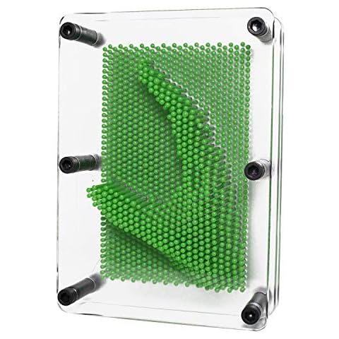 ScienceGeek 3D Transparent Base Pin Art Sculpture Pin Impression Toy Pin Impression Hand Mold Great Toy for Kids Green Cover
