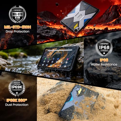 Image of FOSSIBOT DT3 10.4 inch Rugged Tablet,21560mAh,32GB+256GB /2TB, Android15,66W Rapid Charging,2K IPS Display,Wi-Fi6,IP68,IP69K Waterproof Tablet,5G OutdoorTablet,64+32MP Camera,Face Unlock,OTG (Gray)