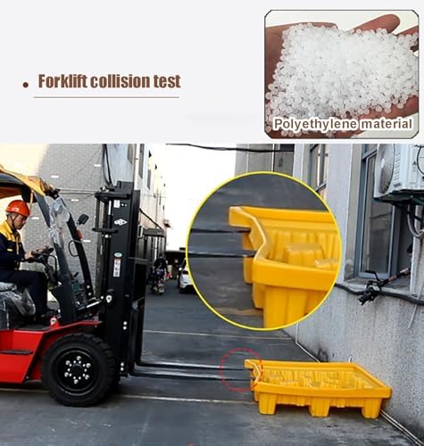 Drum Containment Spill Pallet, Leakproof Tray with Top Grates, Modular Spill Prevention for Oil Tanks and Drums，490x355x95mm