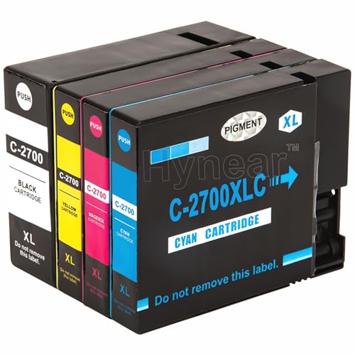 Image of C-2700XL Ink Cartridge Set, Black, Yellow, Magenta, Cyan, Pigment, XL High Yield, 4 Pack Use for PIXMA MAXIFY MB5070 MB5170 MB5370 MB5470 iB4070 iB4170 Printers