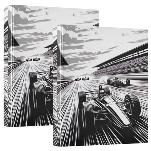 Classeur 3 anneaux gris voiture de course idéal pour l'école et le bureau