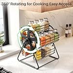 Rotating Spice Rack Organizer for Large Cabinets Kitchen Countertop with Thicken Spice Jars and Labels, Spinning Like Ferris-Wheel, Metal (M) - Image 2