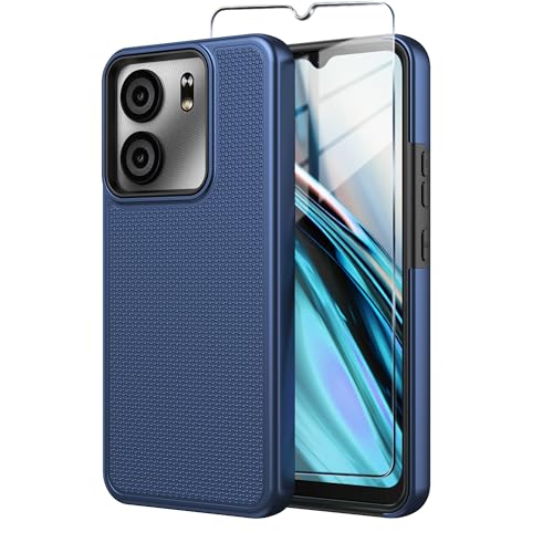 Mocotto for BLU View 5 Phone Case with Tempered Glass Screen Protector Dual Layer Heavy Duty Shockproof Protection Phone Case Cover for BLU View 5 (Blue)