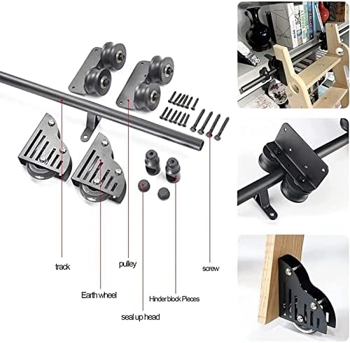 Sliding Library Ladder Hardware Kit - Round Tube Rails with Rollers, Smooth & Quiet Sliding, Easy Installation for Attics, Libraries, Studies - Mobile Rolling Ladder System