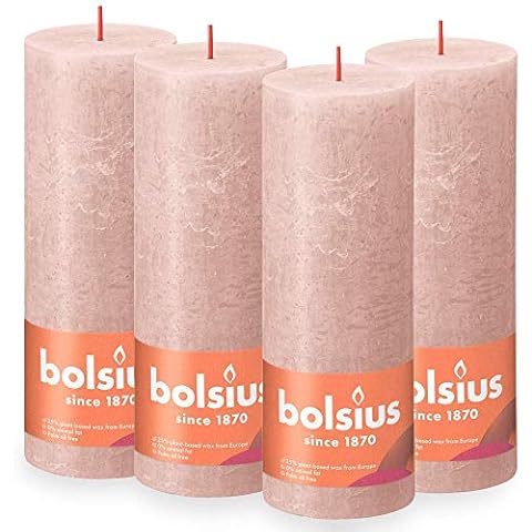 Bolsius - Vela de pilar rústica rosa suave 19 cm Cover