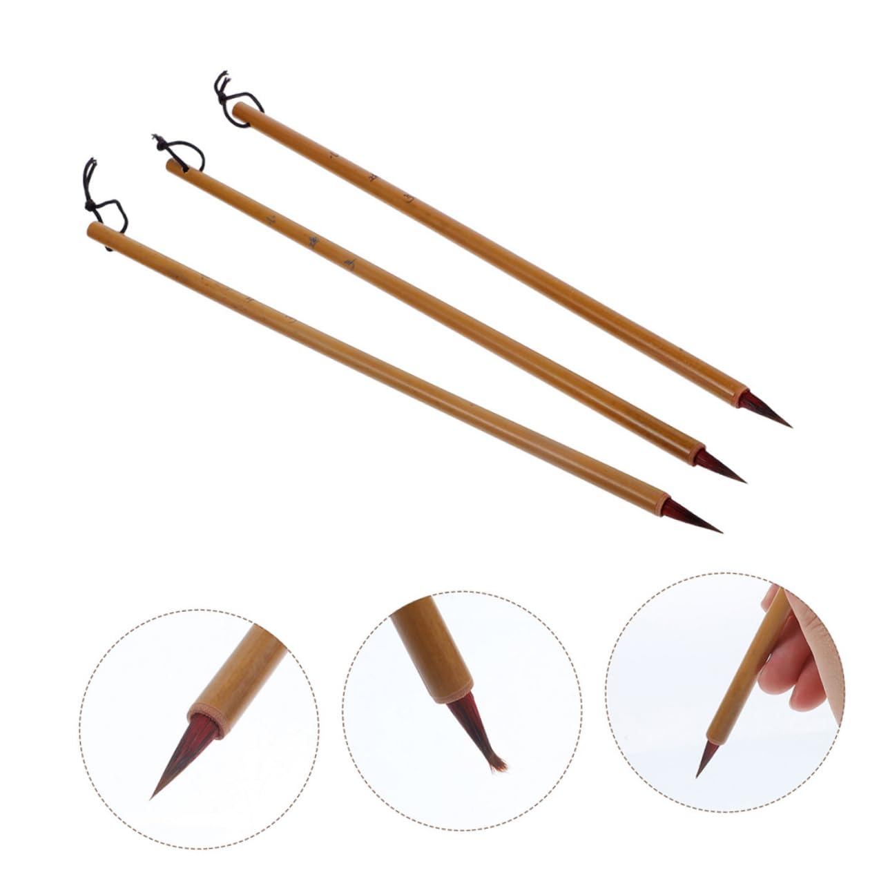 OSALADI 5 Set Pennello Da Scrittura Minuscolo Inchiostro Pennarello Ricaricabile Pennelli Per Calligrafia Penne Calligrafiche Cinesi Calligrafia Cinese A Pennello Palo Di Bambù 4 Pezzi*5