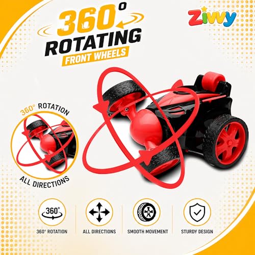 Image of Red 360 Rotating & Rolling Stunt Car Toy | Spin, Stunt, Flip Functions | Remote Control Stunt Car Toy for Kids | Toys for Boys 7-14 Years | Birthday Gift for Kids