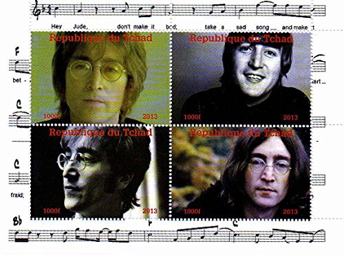 Stampbank I francobolli Beatles - John Lennon - 4 Foto del leggendario Beatle - Menta e minifoglio smontato con 4 francobolli
