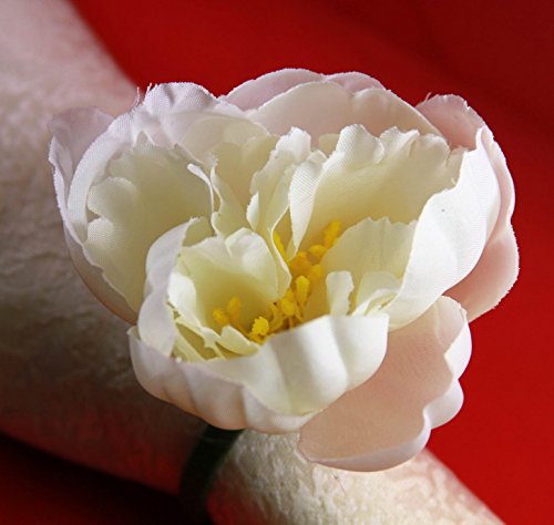 Quaeas Qn16052601 White Silk Flower Napkin Ring,Wedding Napkin Ring, 12 Pcs Set #TOP4