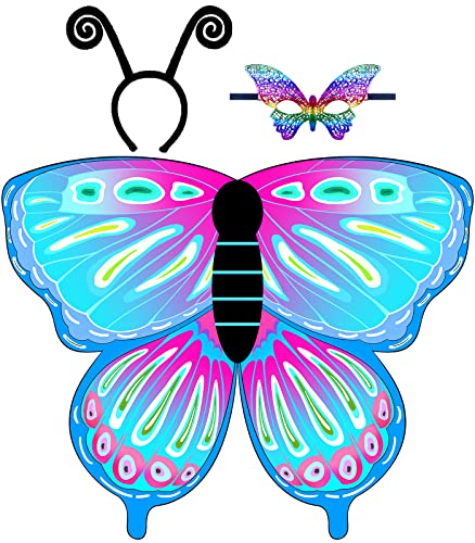 iROLEWIN Big Kids-Butterfly-Wings for Girls-Butterfly-Costumes Fairy Dress-Up Cape Mask Headband as Halloween Party Favors