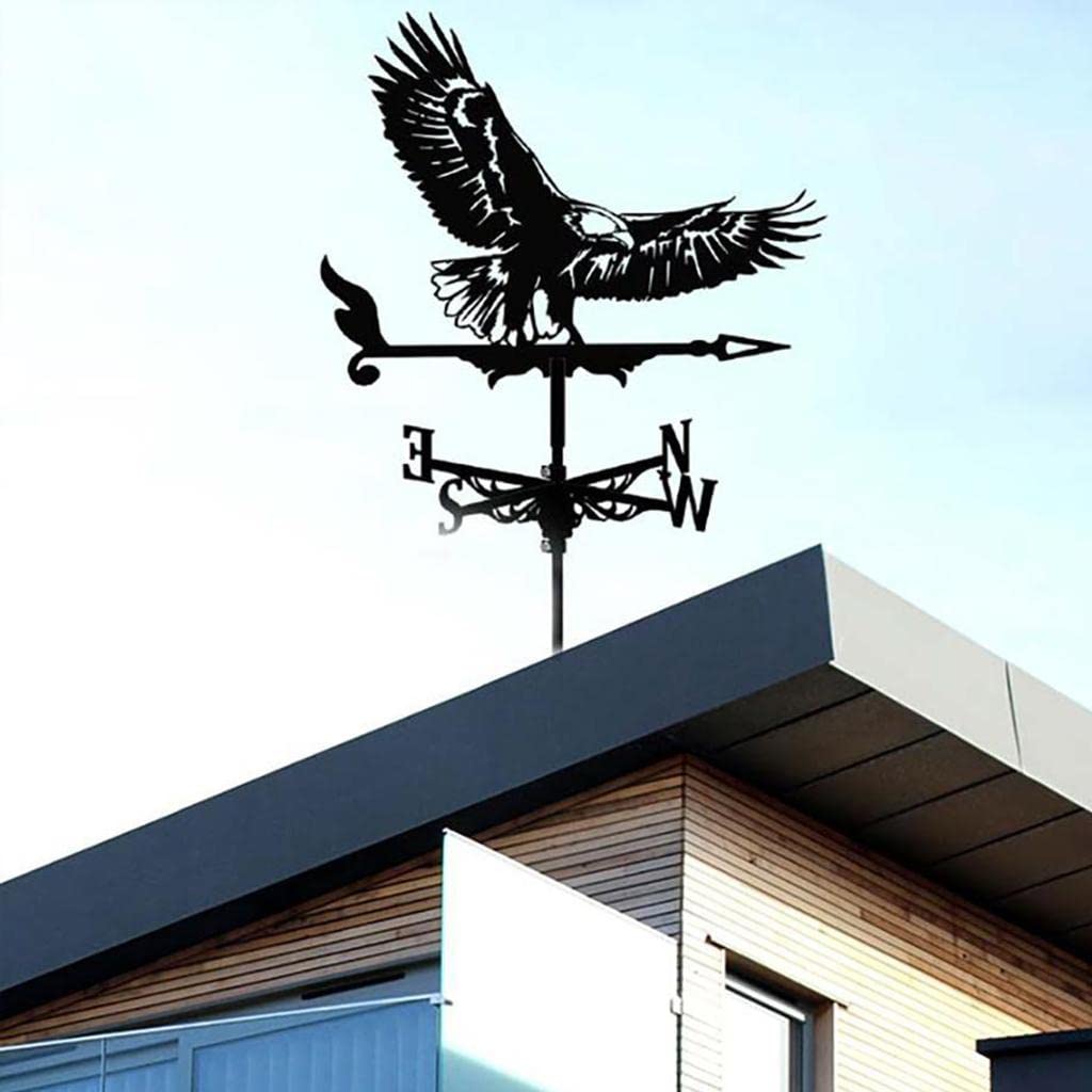 LOVIVER Veleta de Metal, Viento de Acero Inoxidable Negro Aire Libre, Techo de Hierro Retro Jardín Decoración del Hogar - Águila