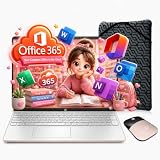 HP 15.6" Rose Gold Laptop with Microsoft Office 365 | 256GB SSD | 8GB RAM | AMD Processor | Windows 11 | w/Wireless Mouse, Sleeve | Lightweight | Everyday Use