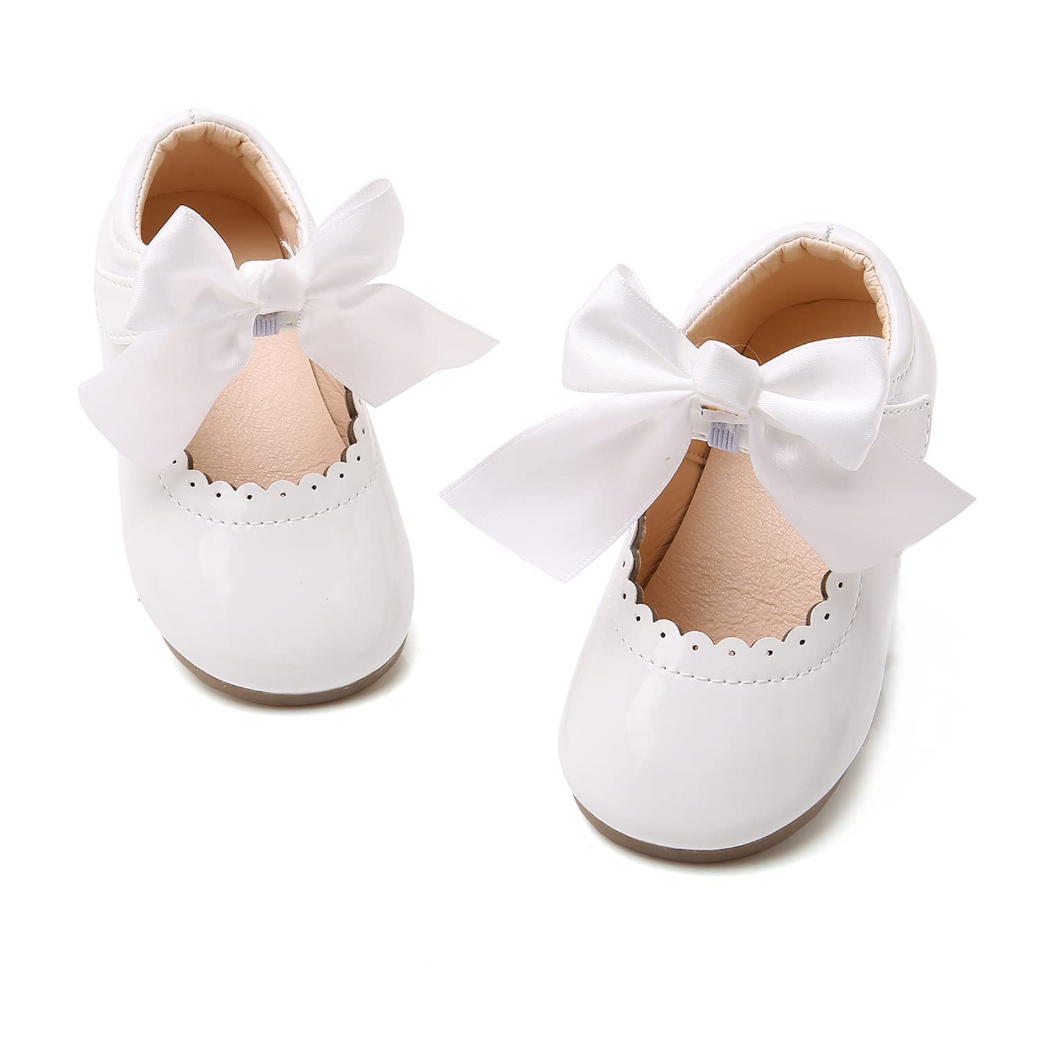 SOFMUO Toddler Girl Mary Jane Shoes Bowknot Ballet Flats for Little Girls Party School Wedding Uniform Princess Dress Shoes