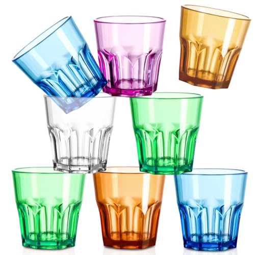 WIYETY Set di 8 Pezzi Bicchieri Riutilizzabili in Acrilico bicchierio Lavabili in Lavastoviglie per Vino, Succo, Birra e Acqua