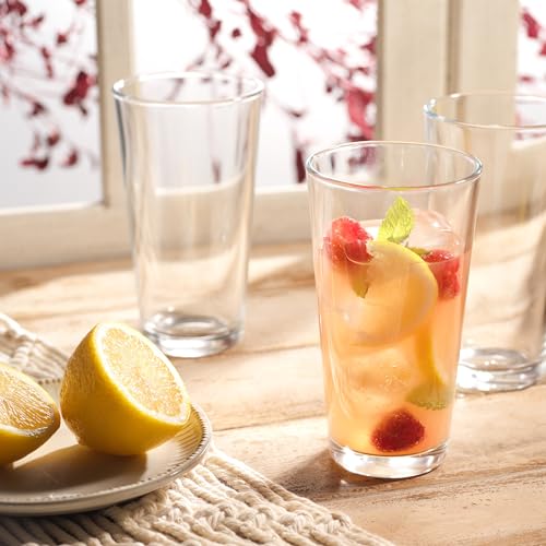 Glaver\'s Drinking Glasses Set of 8 Mixed Glassware Set, 4 Highballs 17 Oz., 4 Whiskey Glasses 13 Oz., Great For Cocktail Whisky and other Beverages. Dishwasher Safe.