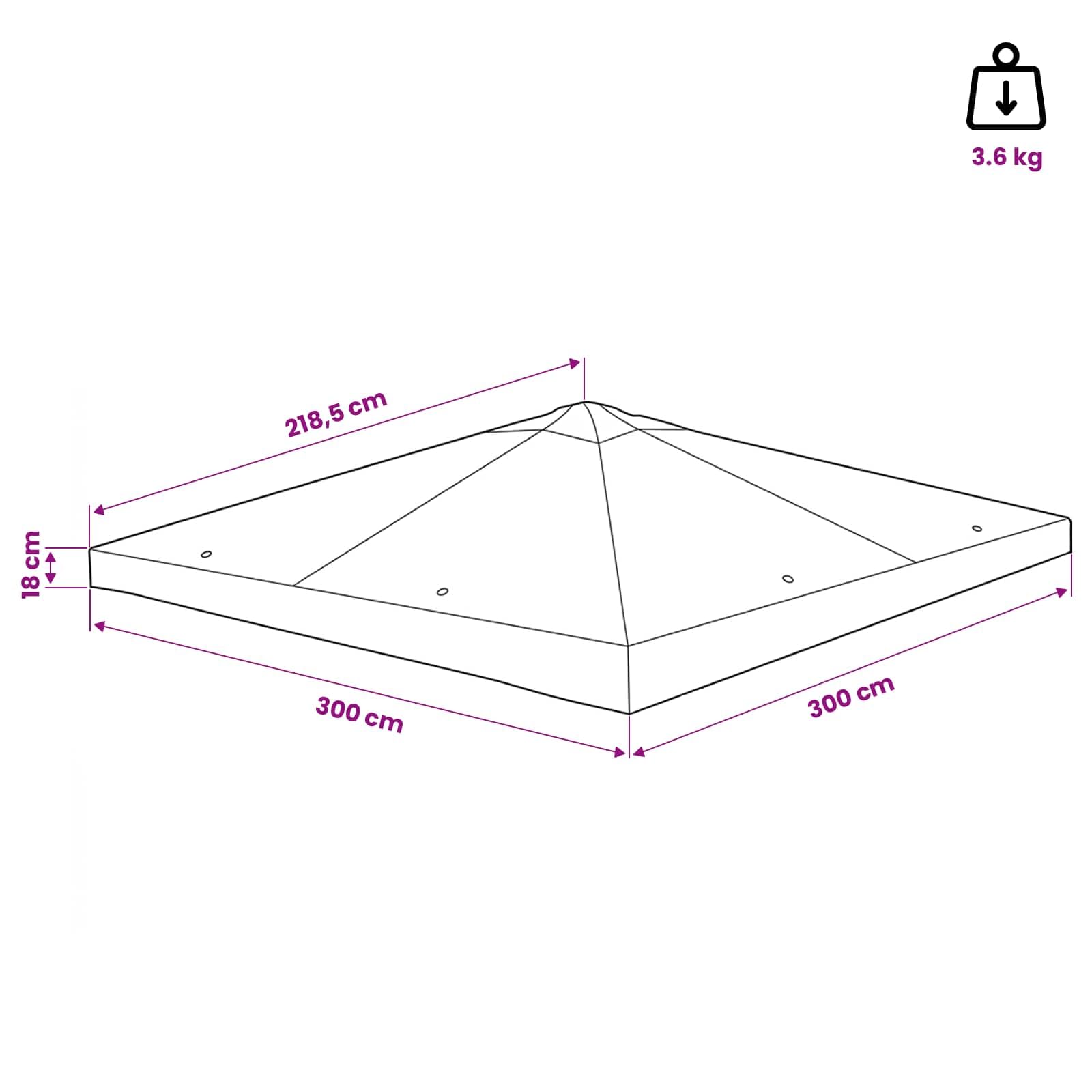 Housse de tonnelle taupe 300 x 300 cm polyester et acier - Housse de tonnelle pliable imperméable avec barres de support pour jardin ombrage en été