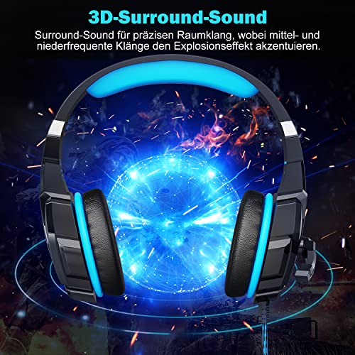 INSMART PS4 Headset, PS5 PC Gaming Headset Auch für Nintendo Switch, Xbox One & Laptop, 3.5mm Noise Cancelling Gaming Kopfhörer mit Mikrofon, Surround Sound System & Extra 3,5mm Y-Klinkenadapter - Image 4