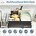 Simple Trending Dish Drying Rack, Dish Drainer for Kitchen Counter, Dish Rack with Tray for Large Capacity, Black