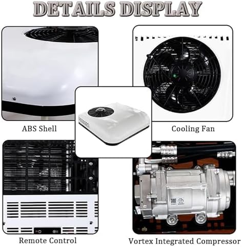 12V/24V Electric Car RV Air Conditioner, 2200W Cooling Power, Portable Camper AC for SUVs, Minivans, Trucks & Construction Vehicles - Optimal Parking Climate Control