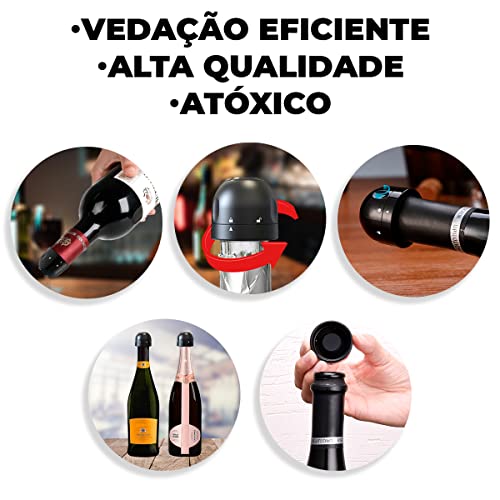 Tampa Hermética Rolha Para Garrafa De Vinho Champanhe Espumantes Cerveja Fechamento Com Trava Vedaçã