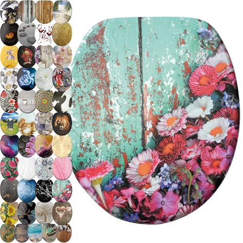 Sanilo Sedile WC con chiusura ammortizzata, grande scelta di copriwater neri da legno robusto e di alta qualità (Primavera)