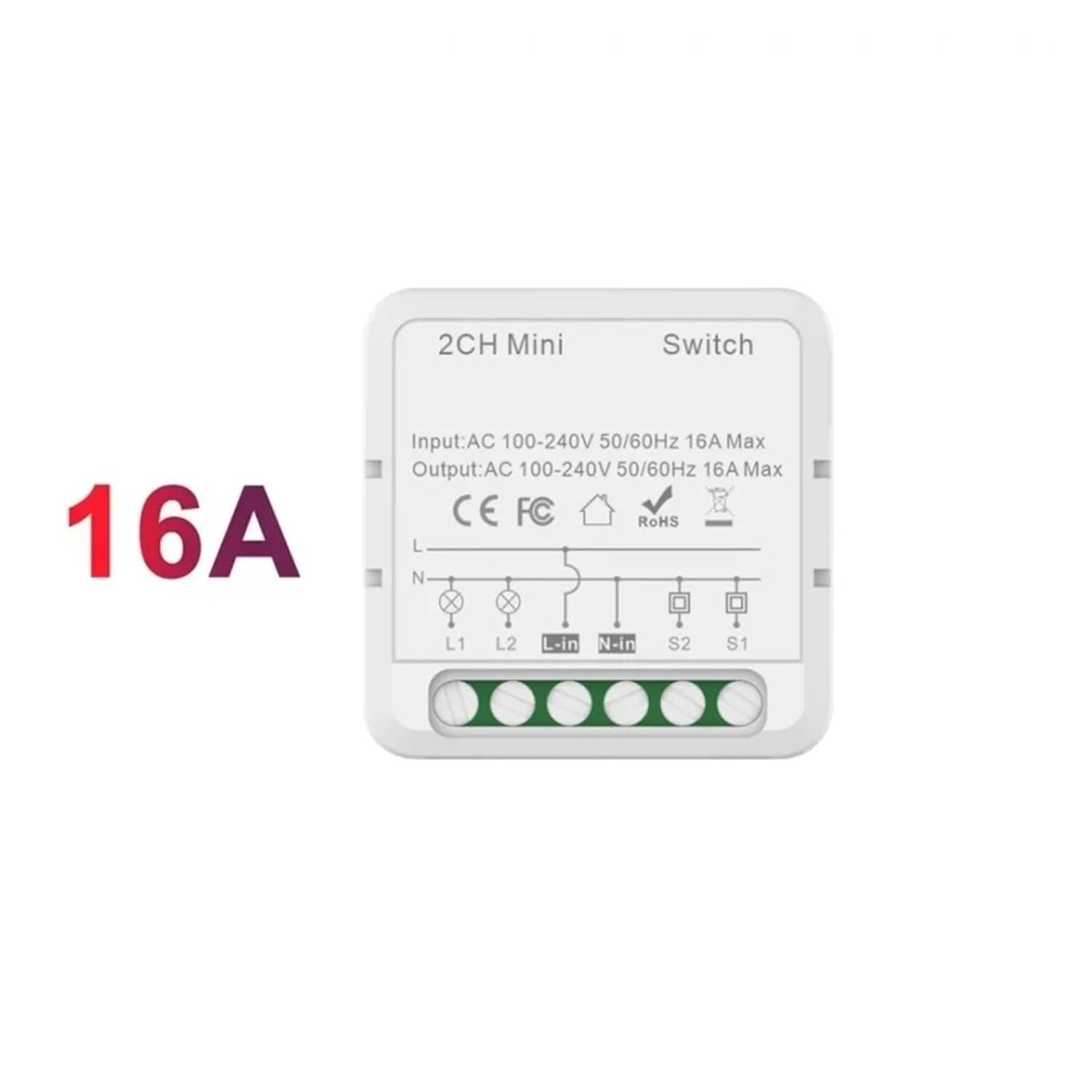 Switch Module 2-Way 16A Dual Control Switch LED Controller LED dimmer(2-gangWi16A)