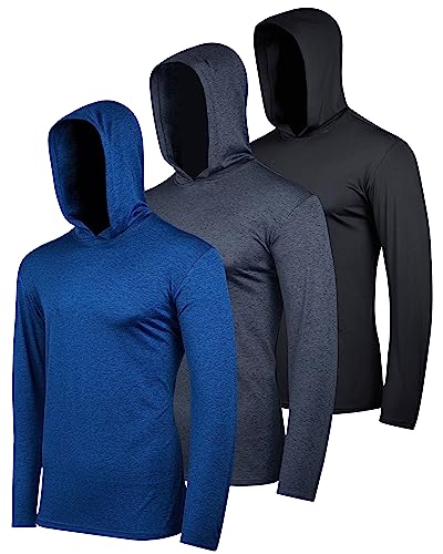 Real Essentials 3 Pack: Boys Girls Youth Teen Quick Dry Dri Fit Dry Fit Long Sleeve Active Athletic Hoodie Tops Gym Sweatshirt Basketball Clothes Moisture Wicking Performance -Set 7,Xl #TOP6