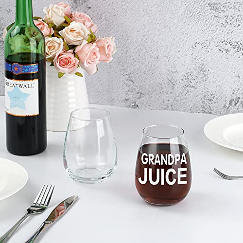 Grandpa Gifts Wine Glass, Grandpa Juice Stemless Wine Glass, Father’s Day Gift From Daughter For Grandpa New Grandpa Dad, Unique Birthday Gift Idea For Men Husband Him,15 Oz #TOP2