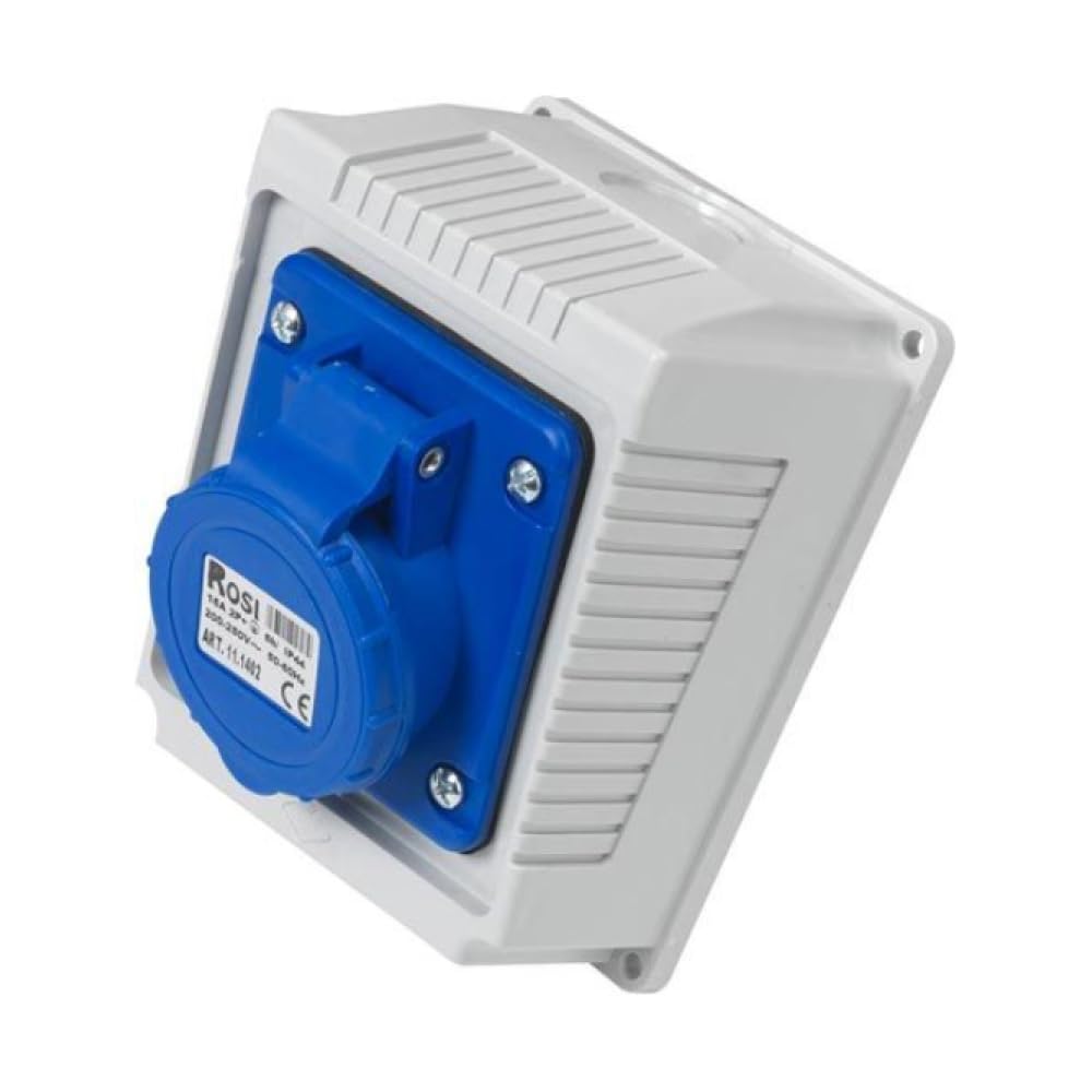 Prise murale industrielle 220 V 230 V, 3 pôles 2P+T, 32 A, IP54 - Rosi 11.1411