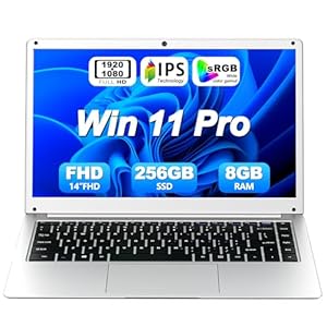 JUSTTHINK Laptop de 14 pulgadas, 8 GB de RAM 256 GB SSD, portátil Win11, portátiles portátiles, batería de larga duración, portátiles tipo c para negocios y estudiantes