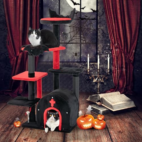 Árbol para gatos gótico Tangkula 53 in negro rojo miniatura 4