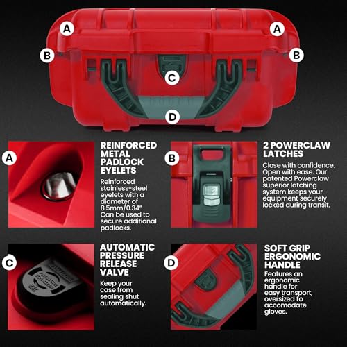 Image of NANUK 905 Waterproof First Aid Box Empty with Lid Organizer & Dividers - Durable Medical First Aid Organizer Case, IP67-Rated, Dustproof, Impact-Resistant, Floats (12.5 inch x 10.1 inch x 6 inch) - Red