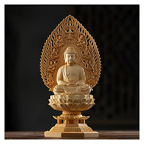 Cypress Wood Three Buddhas Sculpture Ksitigarbha Sakyamuni Guanyin Wood Buddha Statue Worship Home Decor Tianminjiedm (Color : Abc) #TOP1