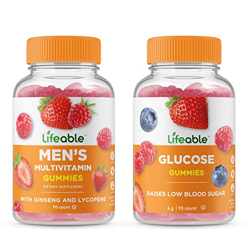 Lifeable Men's Multivitamin + Glucose, Gummies Bundle - Great Tasting, Natural Flavor, Vitamin Supplement - Gluten Free, Vegetarian, GMO Free, Chewable