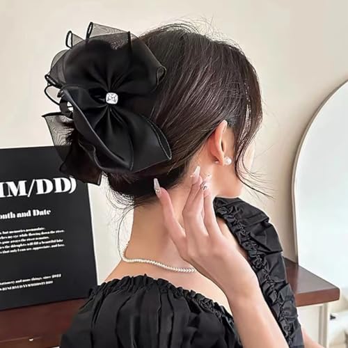 Set de 2 pinzas grandes con lazo y diamante negro miniatura 6
