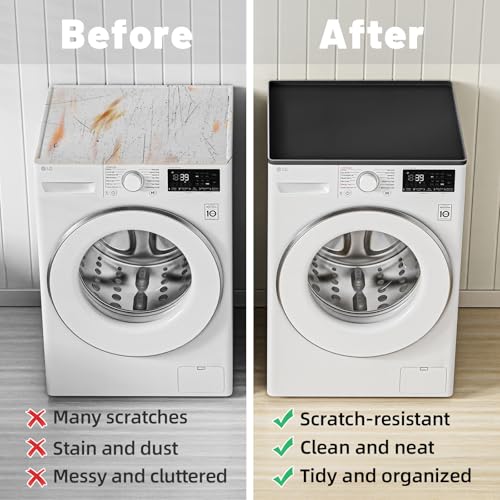 NAMTSO 2 Pack Washer and Dryer Covers Silicone Mat - 27\" x 27\" Washer Dryer Countertop, Waterproof Washing Machine Pan, Non-Slip Front Load Machine Mat for Laundry Room Organization, Black