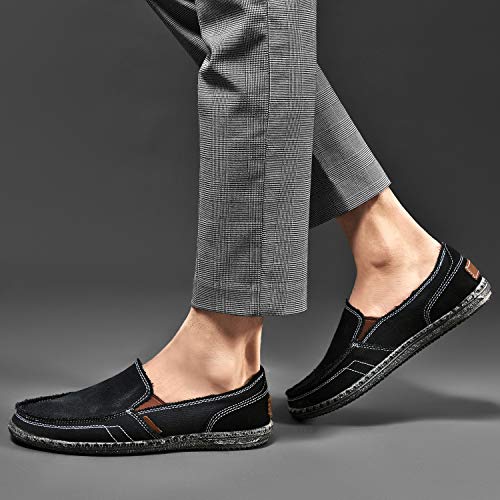 Image of CASMAG Men's Casual Cloth Shoes Canvas Slip on Loafers Vintage Boat Shoes