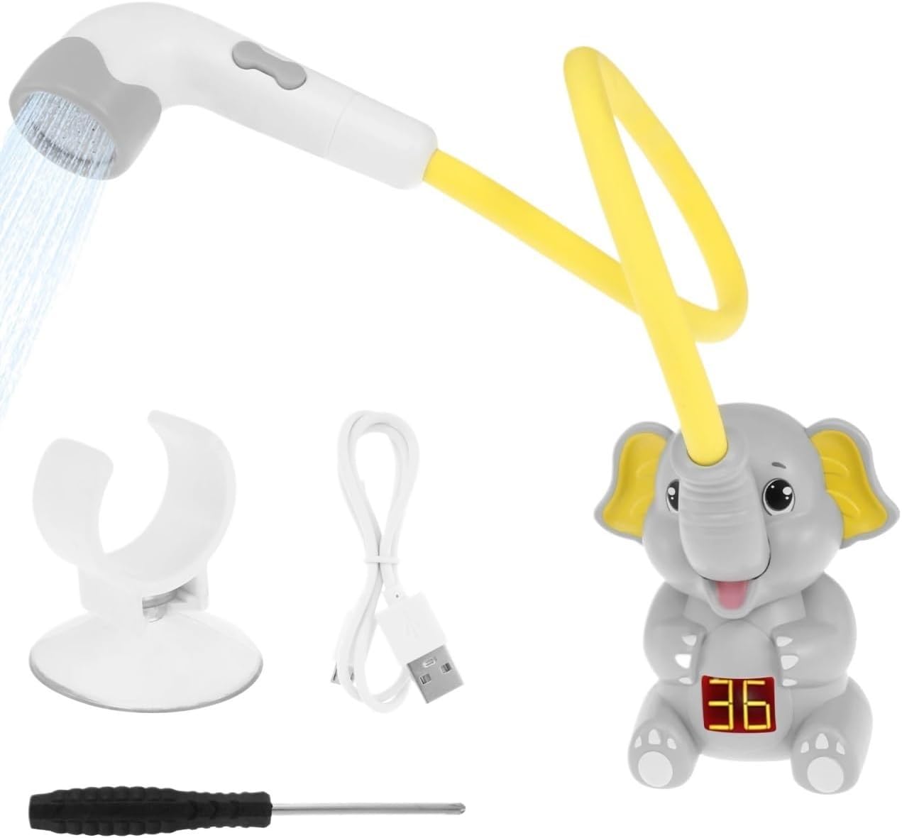 Baby Bath Toys For Kids Elephant Water Pump Adjustable Bathtub Toys Sprinkler Baby Shower(Grey)