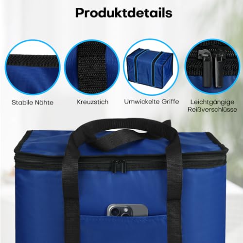 Beautyshow 40L Kühltasche Groß Einkaufstasche Dauerhaft Isoliertasche Faltbar Picknicktasche Gefriertasche für Einkauf Picknick Camping Strand Lebensmittellieferung BBQ Outdoor Reisen Auto, Upgrade