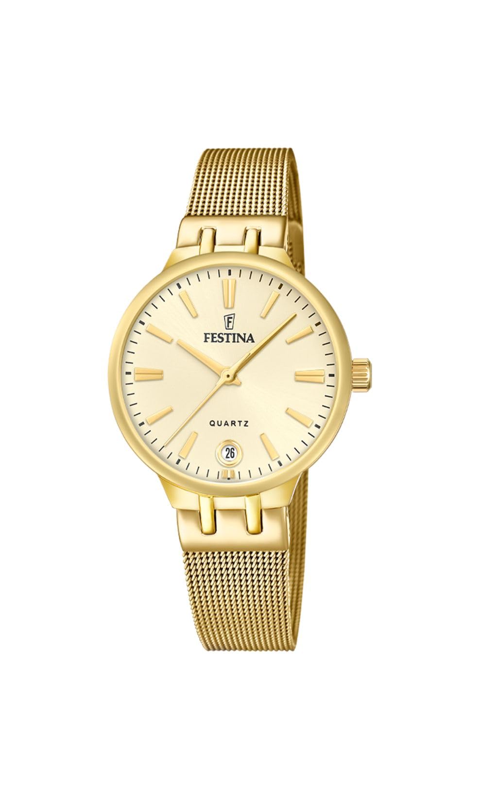 Festina Ladies Gold PVD-Plated Steel Watch with Mesh Bracelet F20713/2