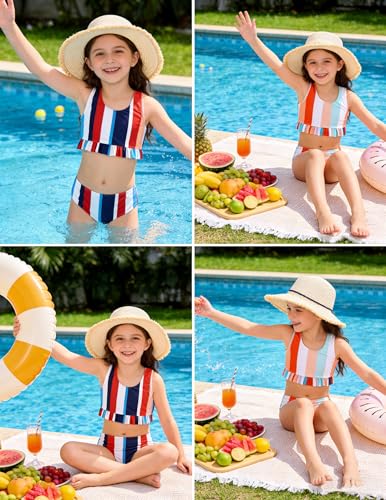 Image of Arshiner Girls Bikini Beach Swimwear 2 Piece Swimsuits Floral Printing Bathing Suits